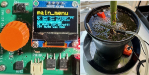 Picture of datalogger showing water now highlighted and potted plant