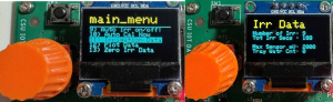 Picture of main menu on datalogger showing irrigation data