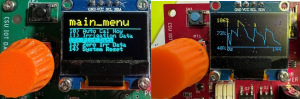 Picture of datalogger showing main menu and the graph of plot data